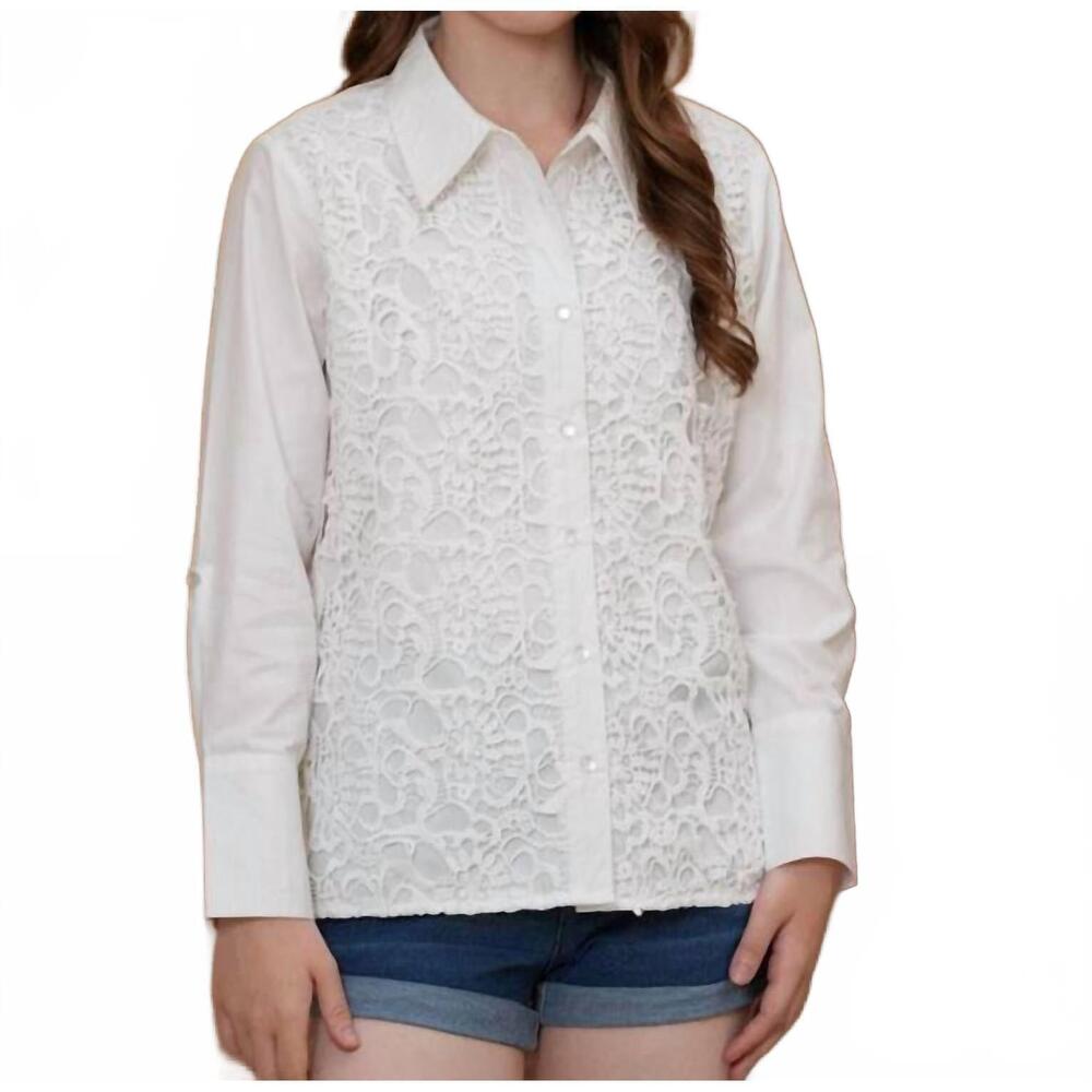 NEW AVANI DEL AMOUR francesca lace blouse in white